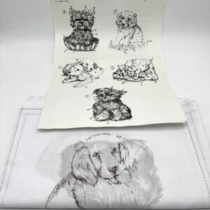 Vintage Tri Chem Liquid Embroidery Puppies Quilt Top Dogs Paint Craft 20 Blocks